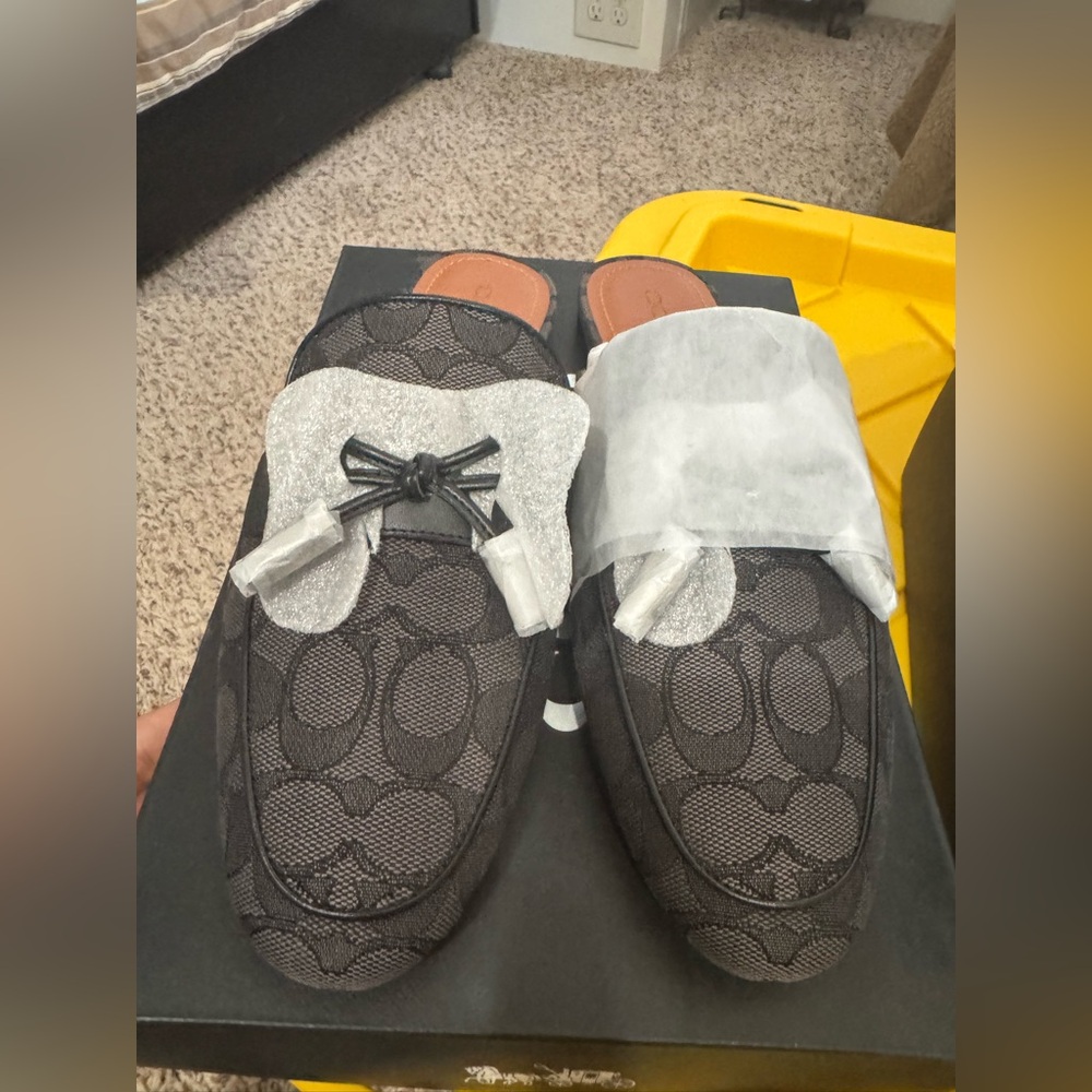 Coach Stassi Signature Black & Gray Slide Loafer